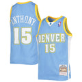 Youth Denver Nuggets Carmelo Anthony Mitchell & Ness Powder Blue 2003-04 Hardwood Classics Swingman Jersey product image 1,