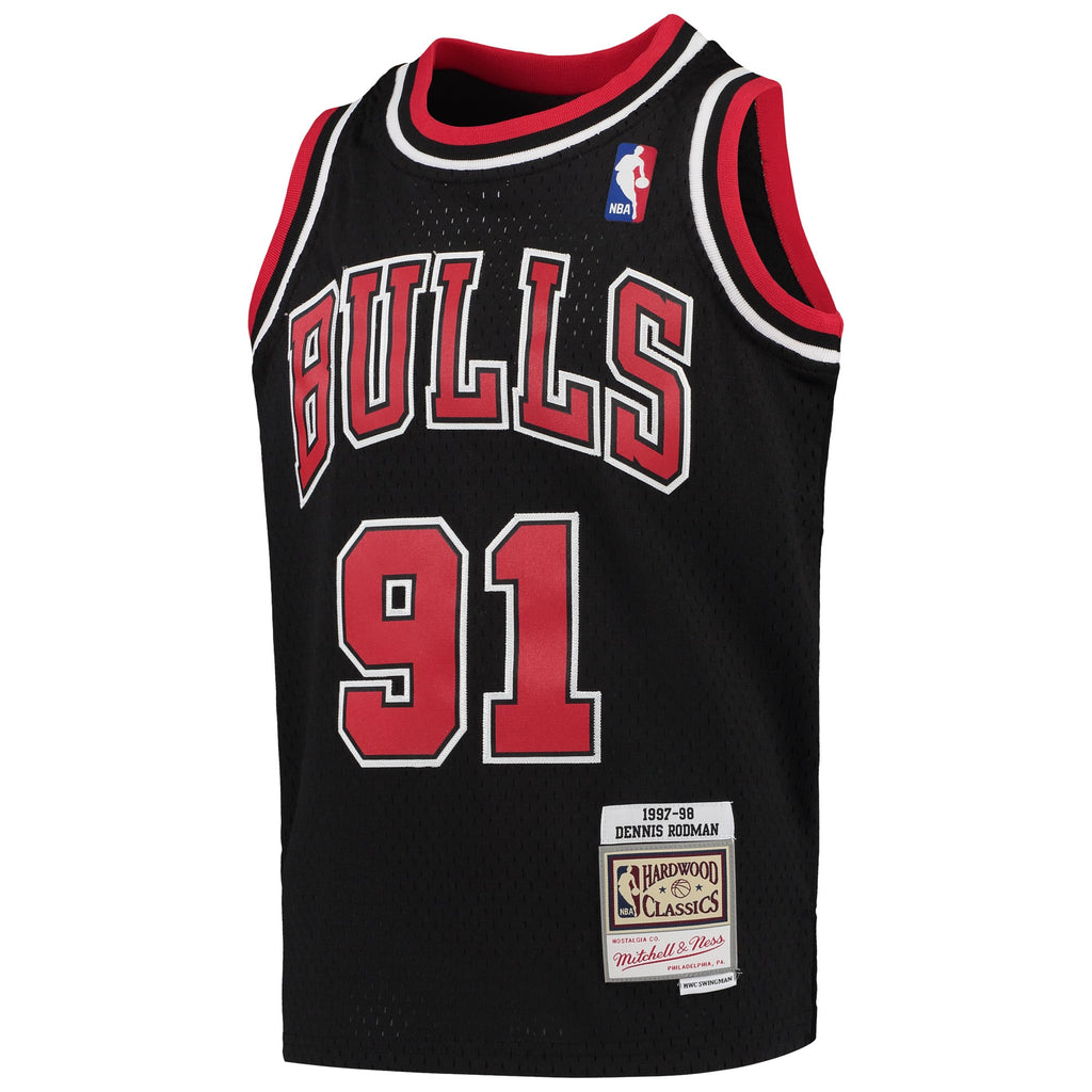 Youth Chicago Bulls Dennis Rodman Mitchell & Ness Black 1997-98 Hardwood Classics Swingman Jersey product image 3, provided