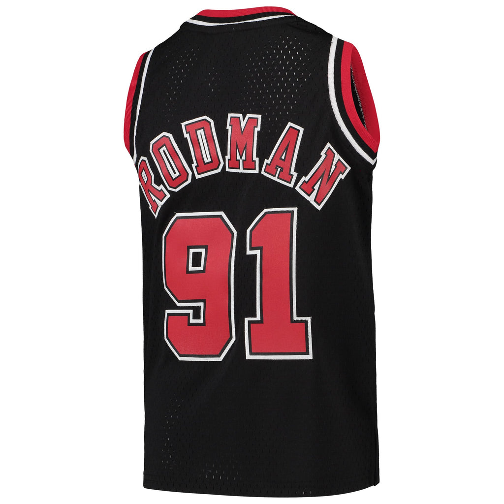 Youth Chicago Bulls Dennis Rodman Mitchell & Ness Black 1997-98 Hardwood Classics Swingman Jersey product image 4, provided