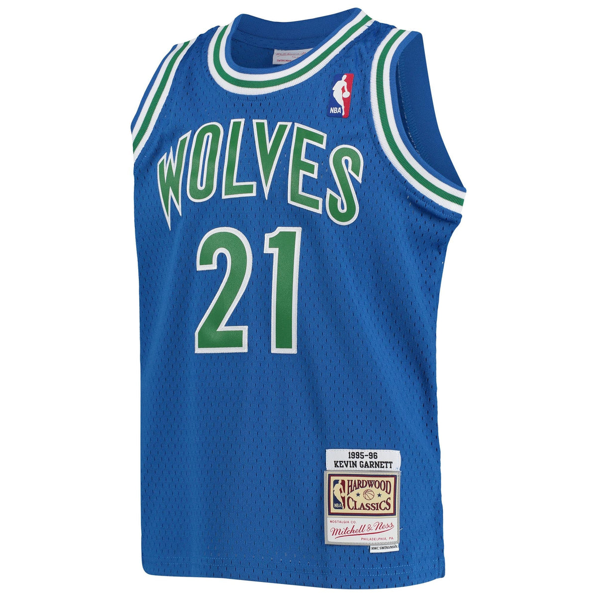 Youth Minnesota Timberwolves Kevin Garnett Mitchell & Ness Blue 1995-96 Hardwood Classics Swingman Jersey product image 3,