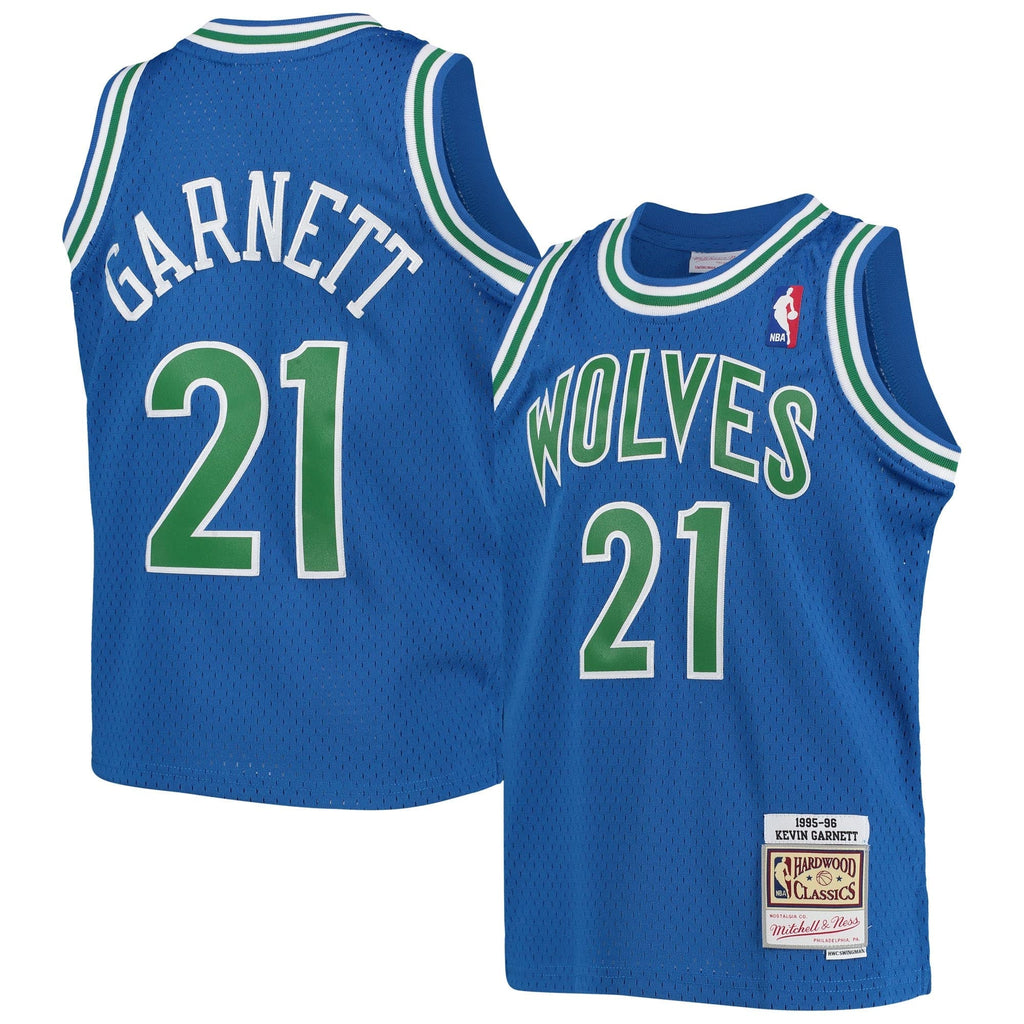 Youth Minnesota Timberwolves Kevin Garnett Mitchell & Ness Blue 1995-96 Hardwood Classics Swingman Jersey product image 1,