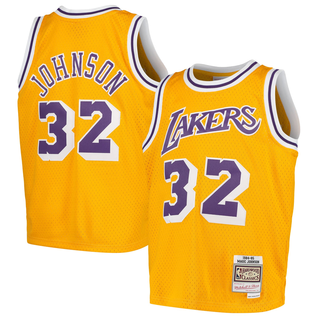 Youth Los Angeles Lakers Magic Johnson Mitchell & Ness Gold Swingman Throwback Jersey product image 2, provided for visual