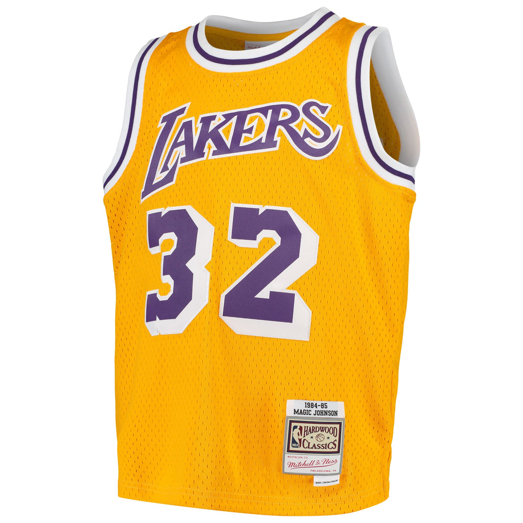 Youth Los Angeles Lakers Magic Johnson Mitchell & Ness Gold Swingman Throwback Jersey product image 3, provided for visual