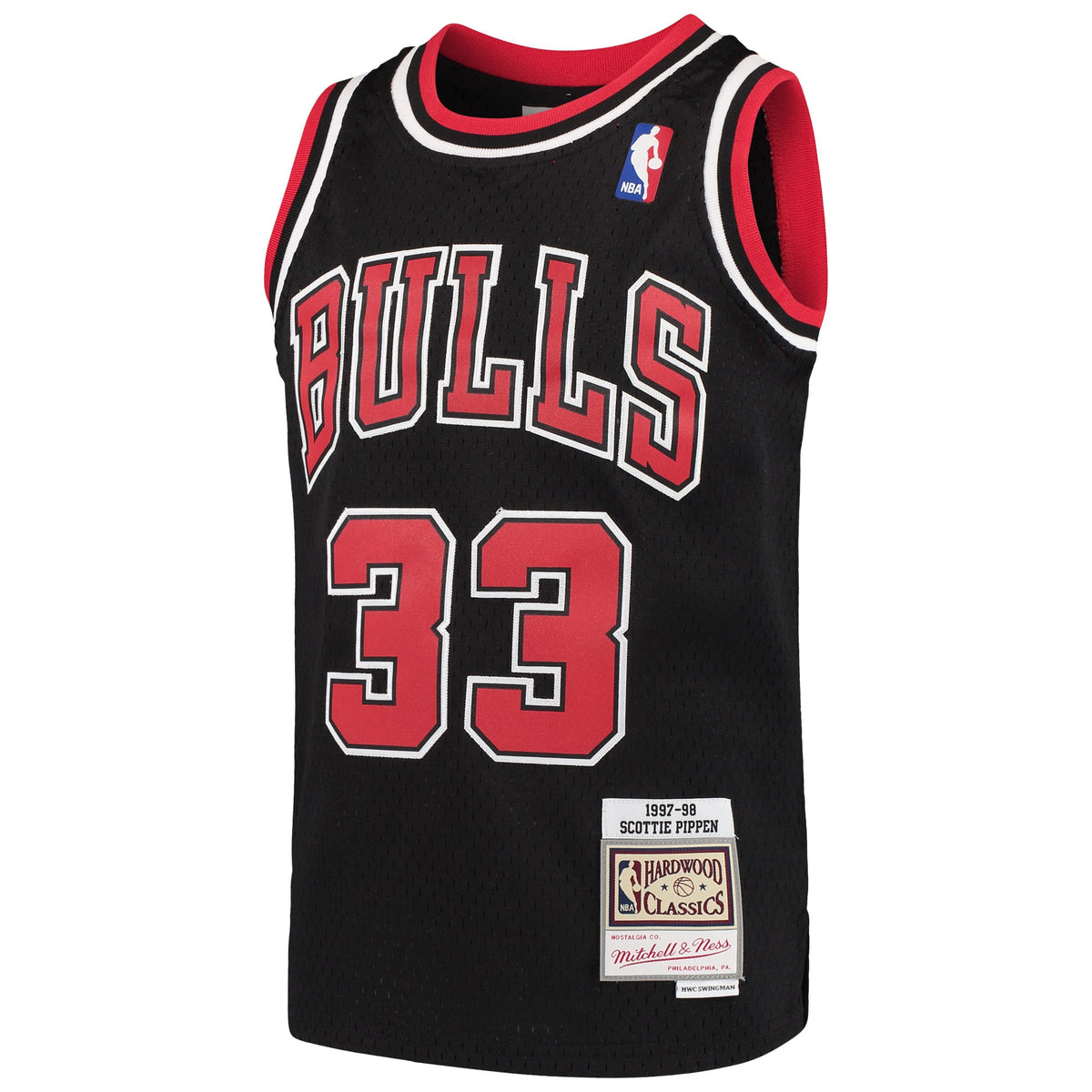 Youth Chicago Bulls Scottie Pippen Mitchell & Ness Black Hardwood Classics Swingman Throwback Jersey product image 3,