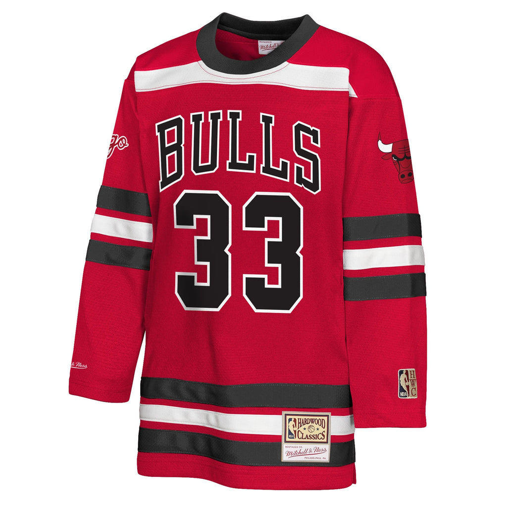 Youth Chicago Bulls Scottie Pippen Mitchell & Ness Red Maxxed Out 2.0 Fashion Hockey Jersey product image 3, provided for