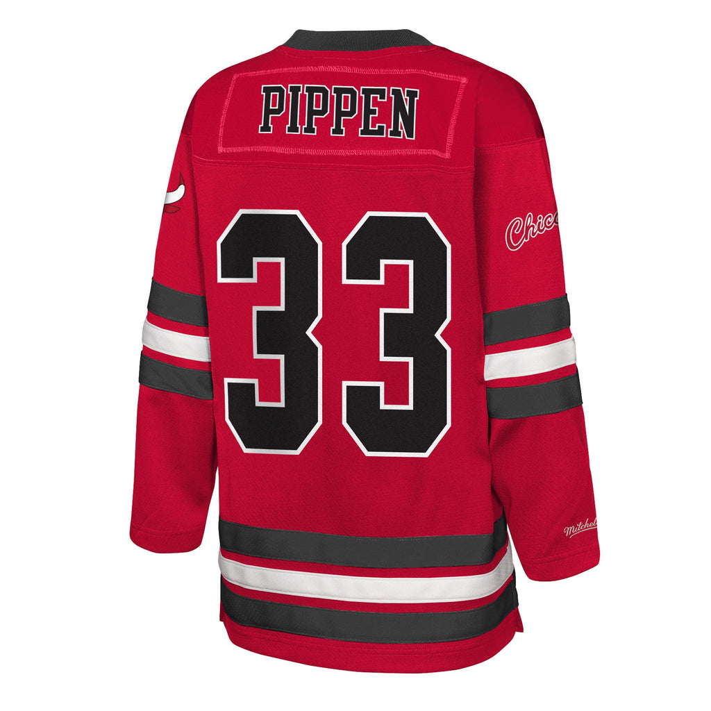 Youth Chicago Bulls Scottie Pippen Mitchell & Ness Red Maxxed Out 2.0 Fashion Hockey Jersey product image 4, provided for