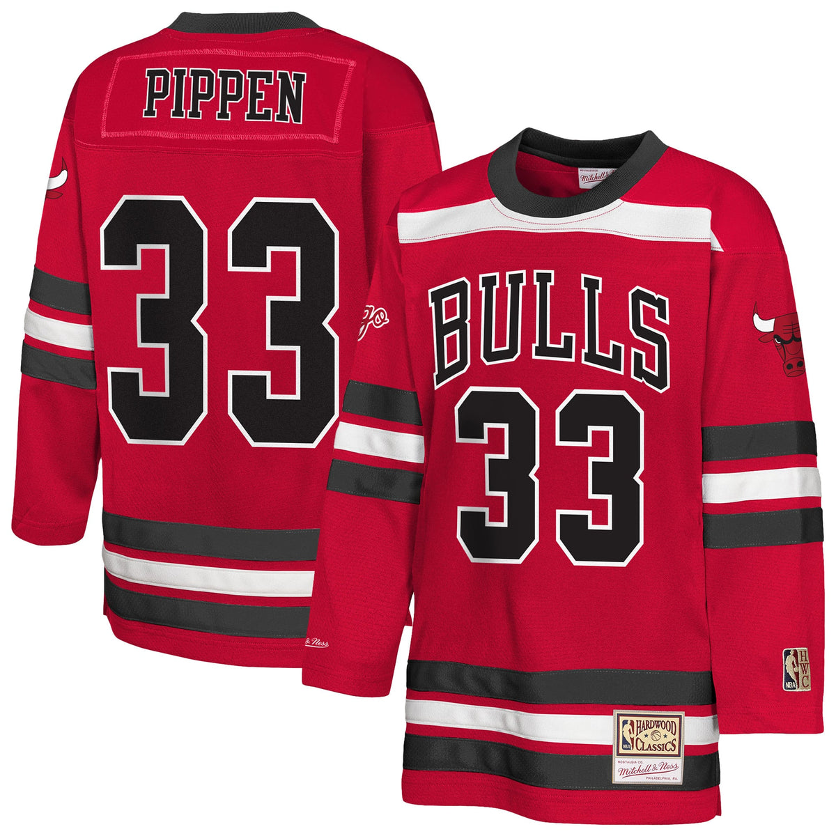 Youth Chicago Bulls Scottie Pippen Mitchell & Ness Red Maxxed Out 2.0 Fashion Hockey Jersey product image 1, provided for