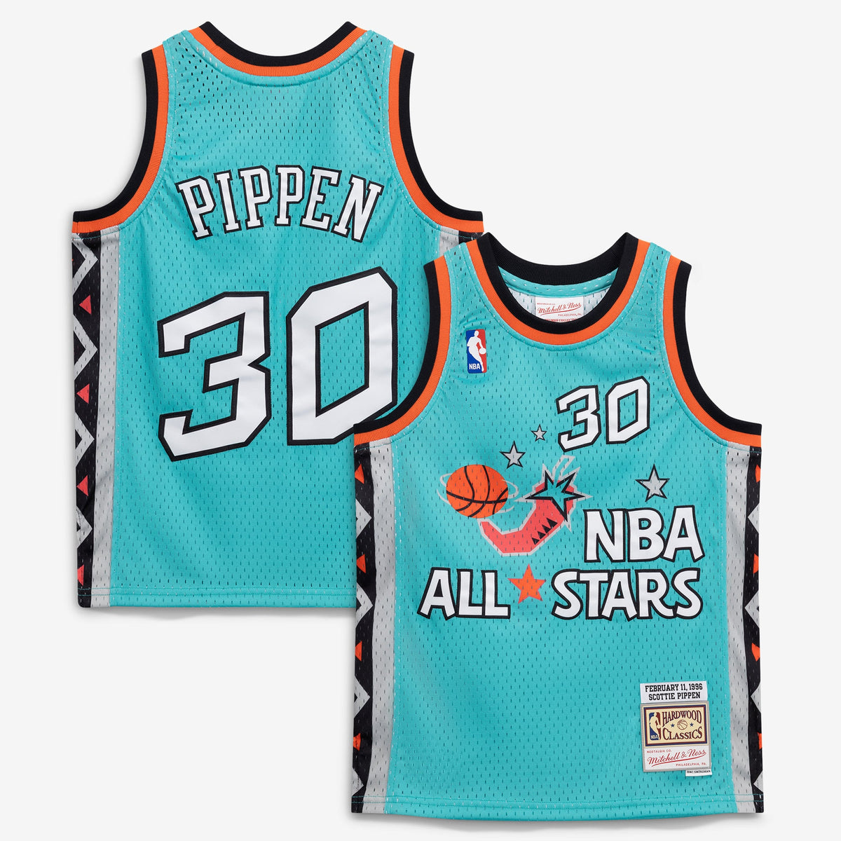 Youth 1996 NBA All-Star Game Scottie Pippen Mitchell & Ness Teal Hardwood Classics Swingman Jersey product image 2, provided