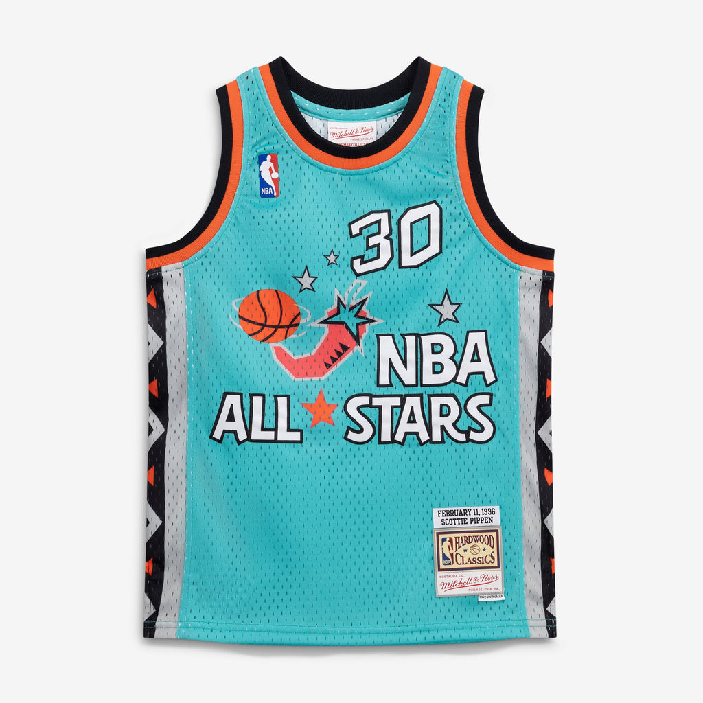 Youth 1996 NBA All-Star Game Scottie Pippen Mitchell & Ness Teal Hardwood Classics Swingman Jersey product image 3, provided