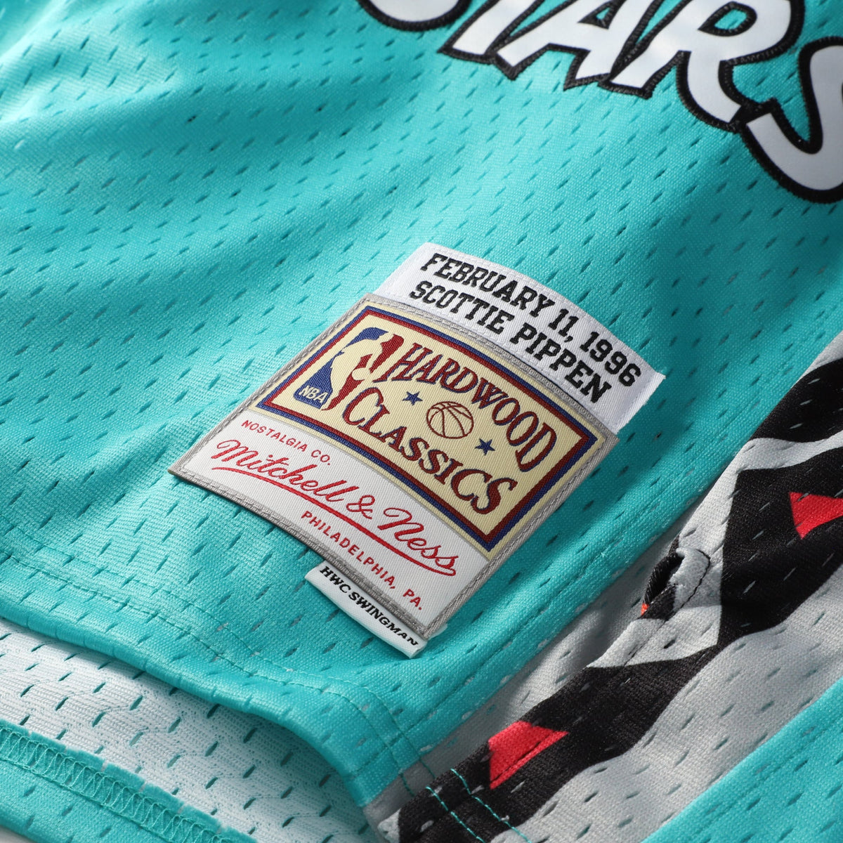 Youth 1996 NBA All-Star Game Scottie Pippen Mitchell & Ness Teal Hardwood Classics Swingman Jersey product image 7, provided