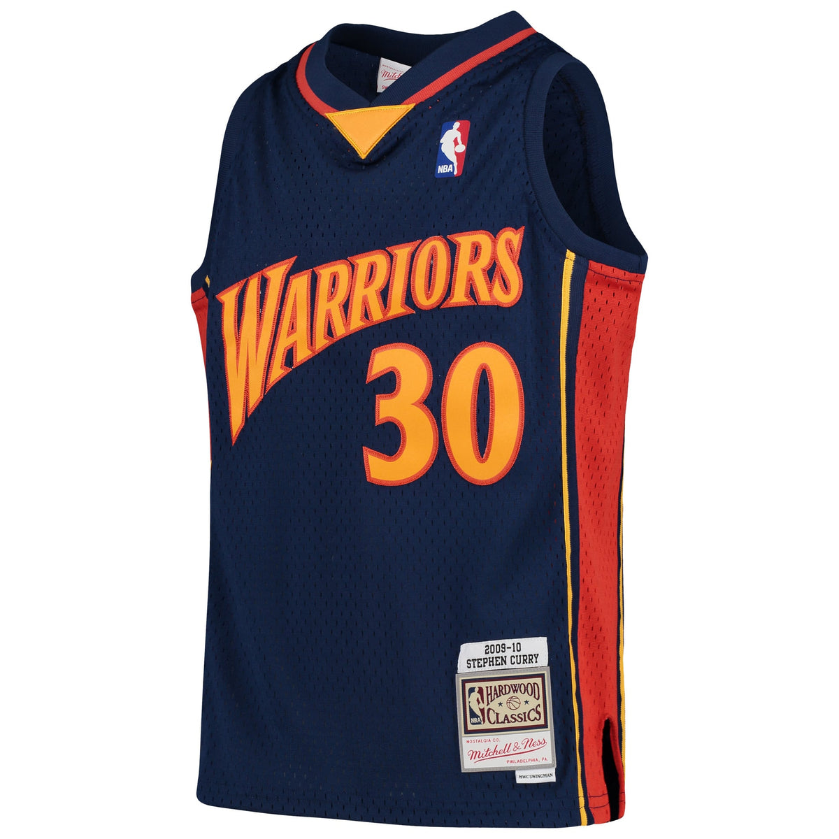 Youth Golden State Warriors Stephen Curry Mitchell & Ness Navy 2009-10 Hardwood Classics Swingman Throwback Jersey product