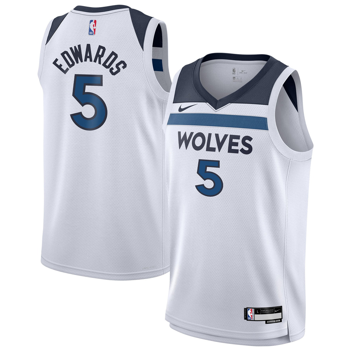 Youth Minnesota Timberwolves Anthony Edwards Nike White Swingman Jersey - Association Edition product image 1, provided for