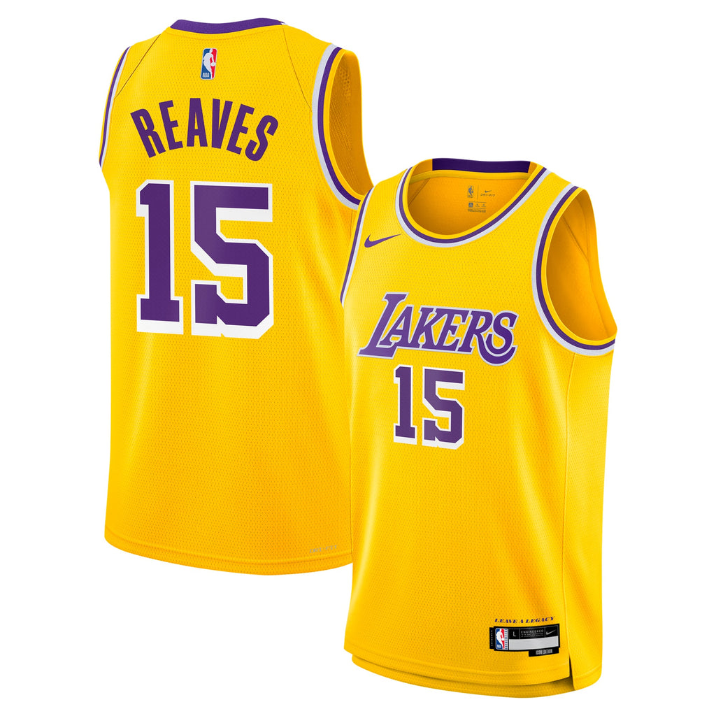 Youth Los Angeles Lakers Austin Reaves Nike Gold Swingman Jersey - Icon Edition product image 2, provided for visual