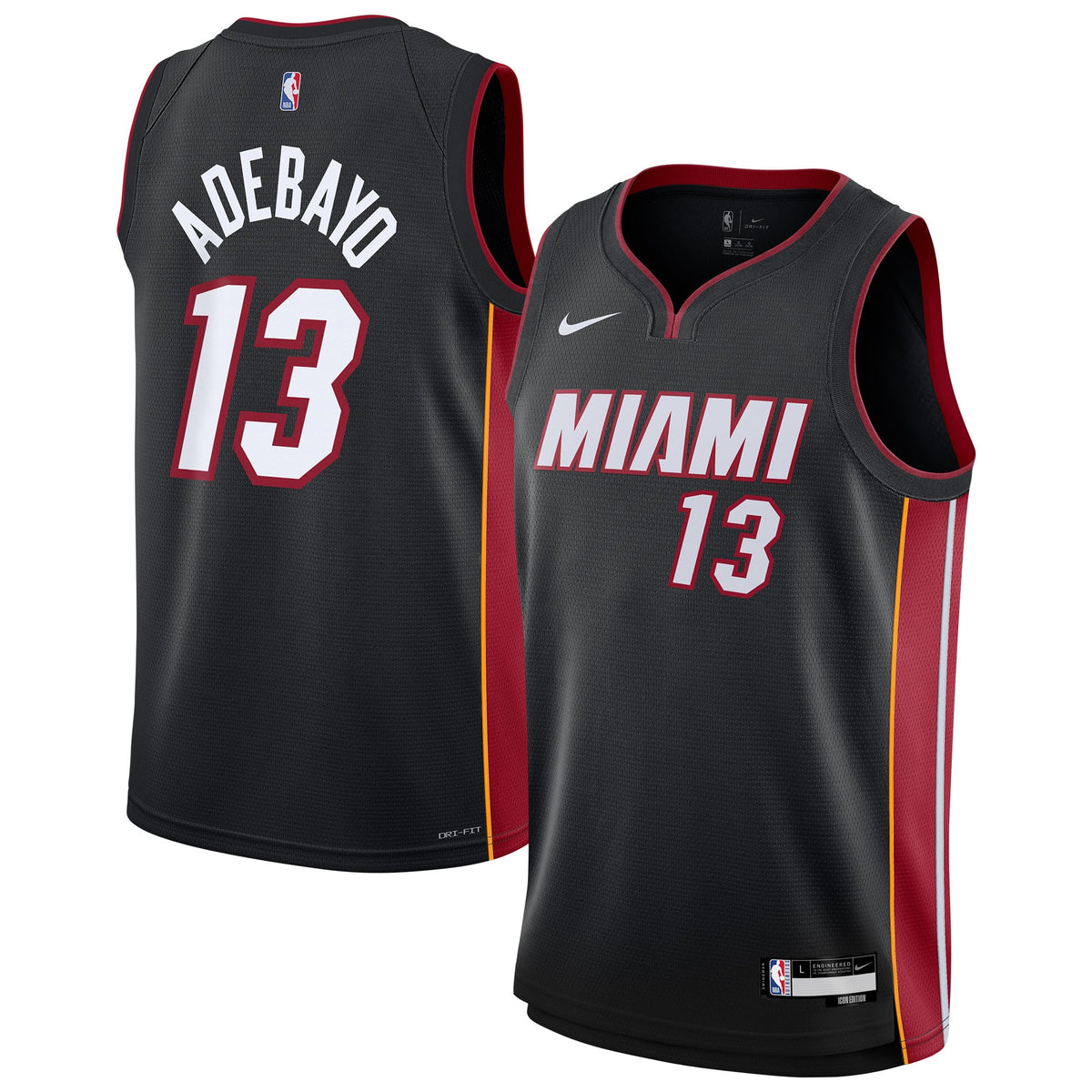Youth Miami Heat Bam Adebayo Nike Black Swingman Jersey - Icon Edition product image 2, provided for visual reference and