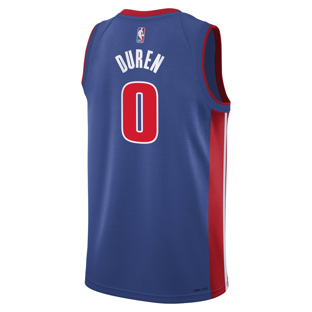 Youth Detroit Pistons Jalen Duren Nike Blue Swingman Jersey - Icon Edition product image 4, provided for visual reference