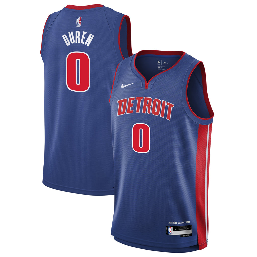 Youth Detroit Pistons Jalen Duren Nike Blue Swingman Jersey - Icon Edition product image 1, provided for visual reference