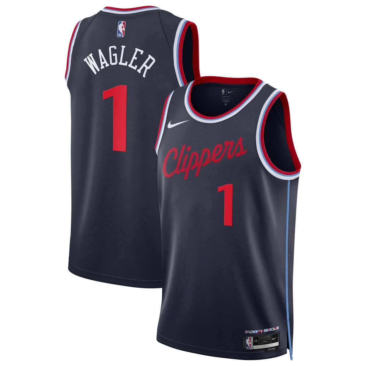 Youth LA Clippers Keaton Wagler Nike Navy Swingman Jersey - Icon Edition product image 1, provided for visual reference and