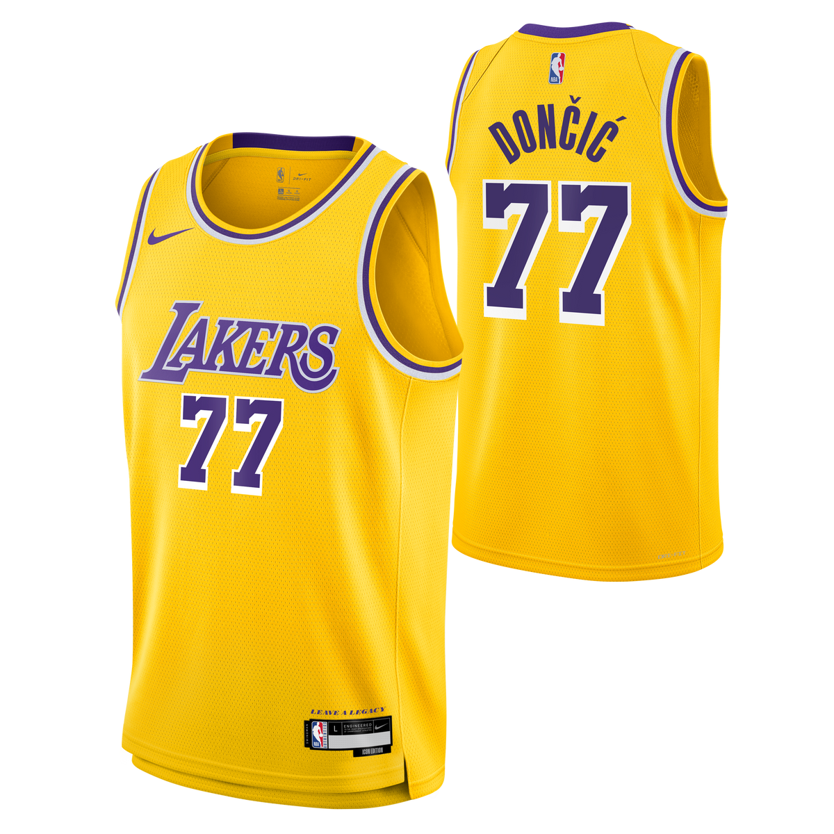 Youth Los Angeles Lakers Luka Dončić Nike Gold Swingman Jersey - Icon Edition product image 2, provided for visual reference