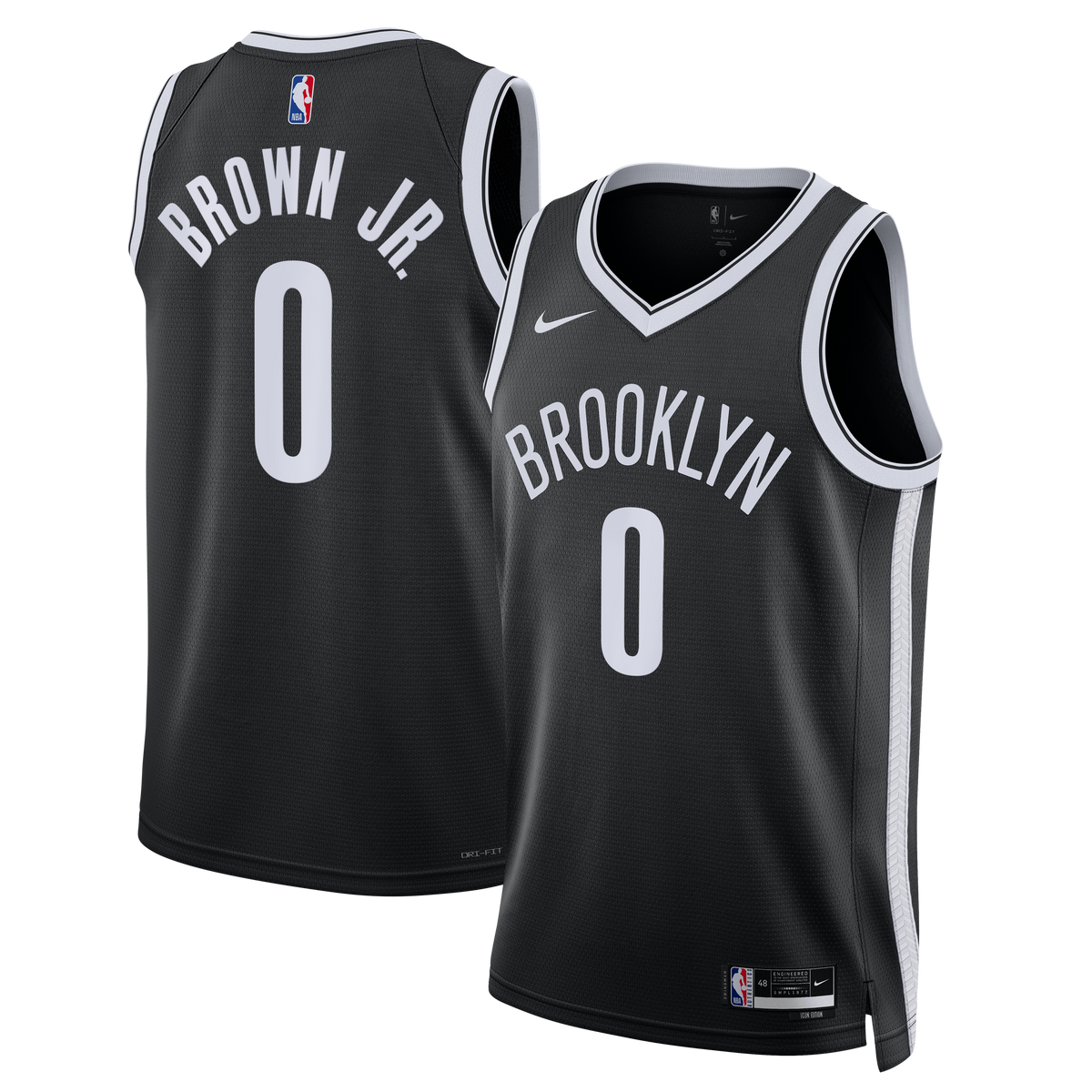 Youth Brooklyn Nets Mikel Brown Jr. Nike Black Swingman Jersey - Icon Edition product image 2, provided for visual reference