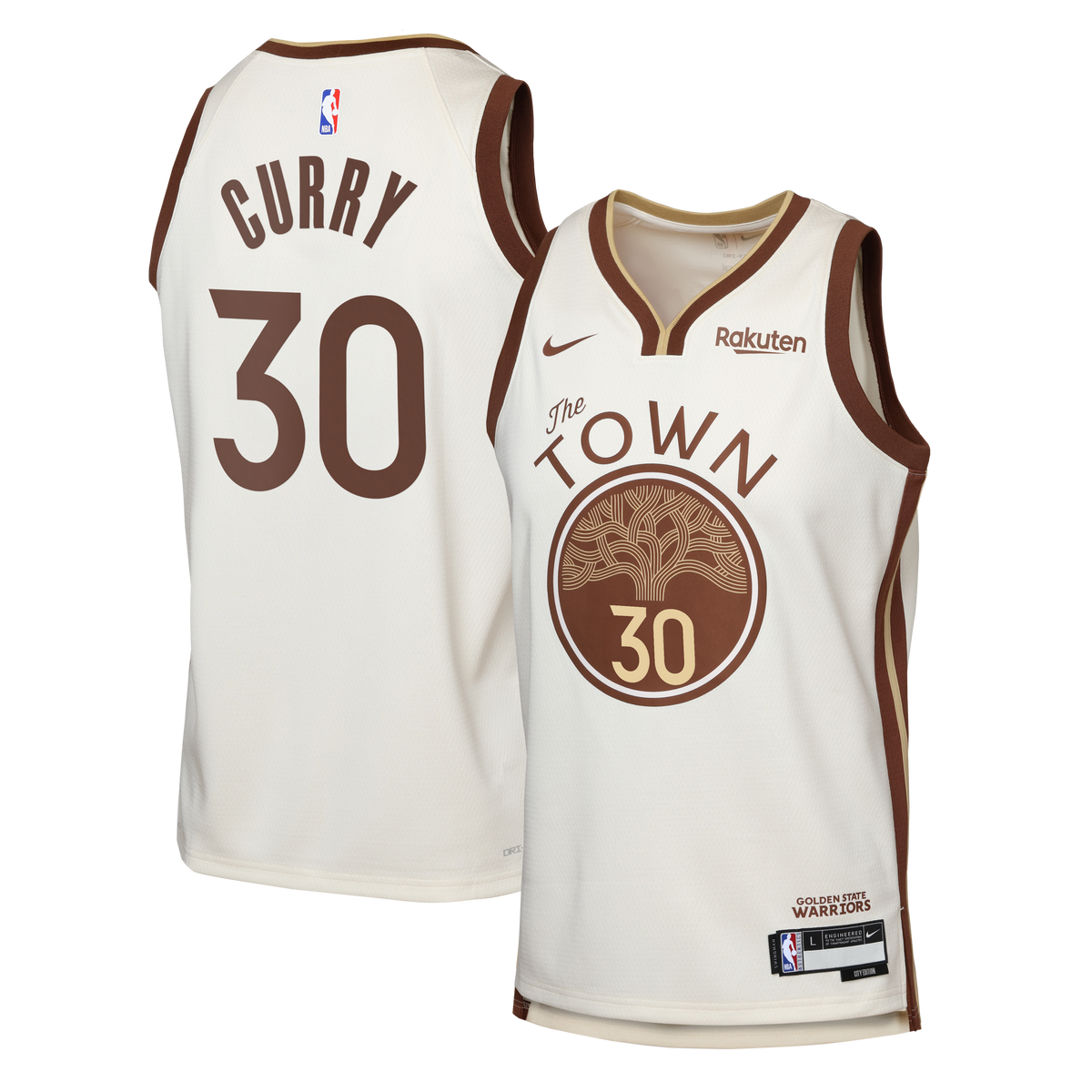Youth Golden State Warriors Stephen Curry Nike Tan Swingman Finished Badge Player Jersey - City Edition product image 1,