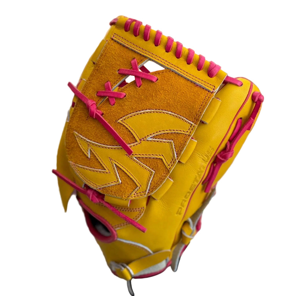 ZETT Pro Status Baseball Glove | True Yellow/Pink | Japanese Hardball Glove product image 2, provided for visual reference